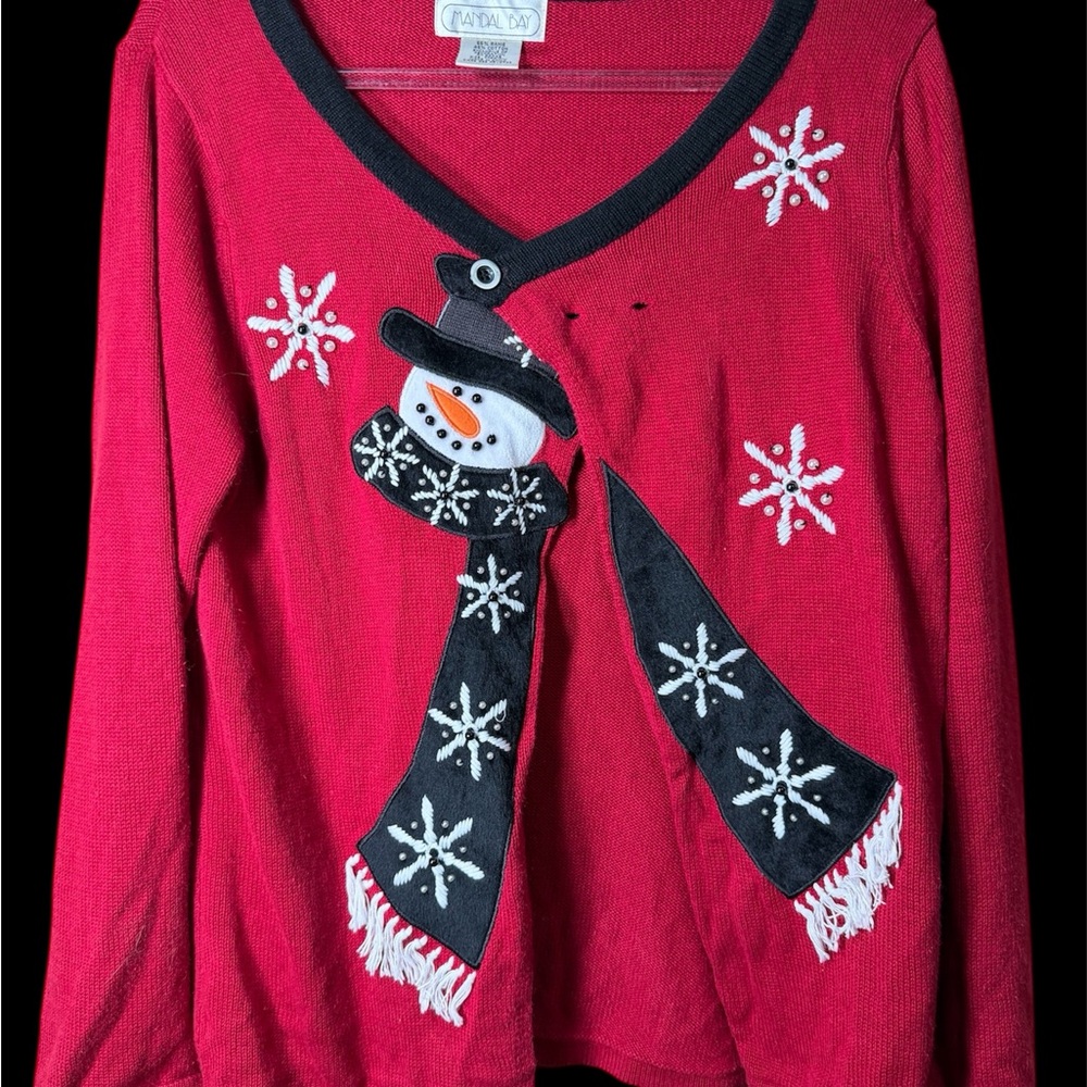 Festive Red Snowman Cardigan